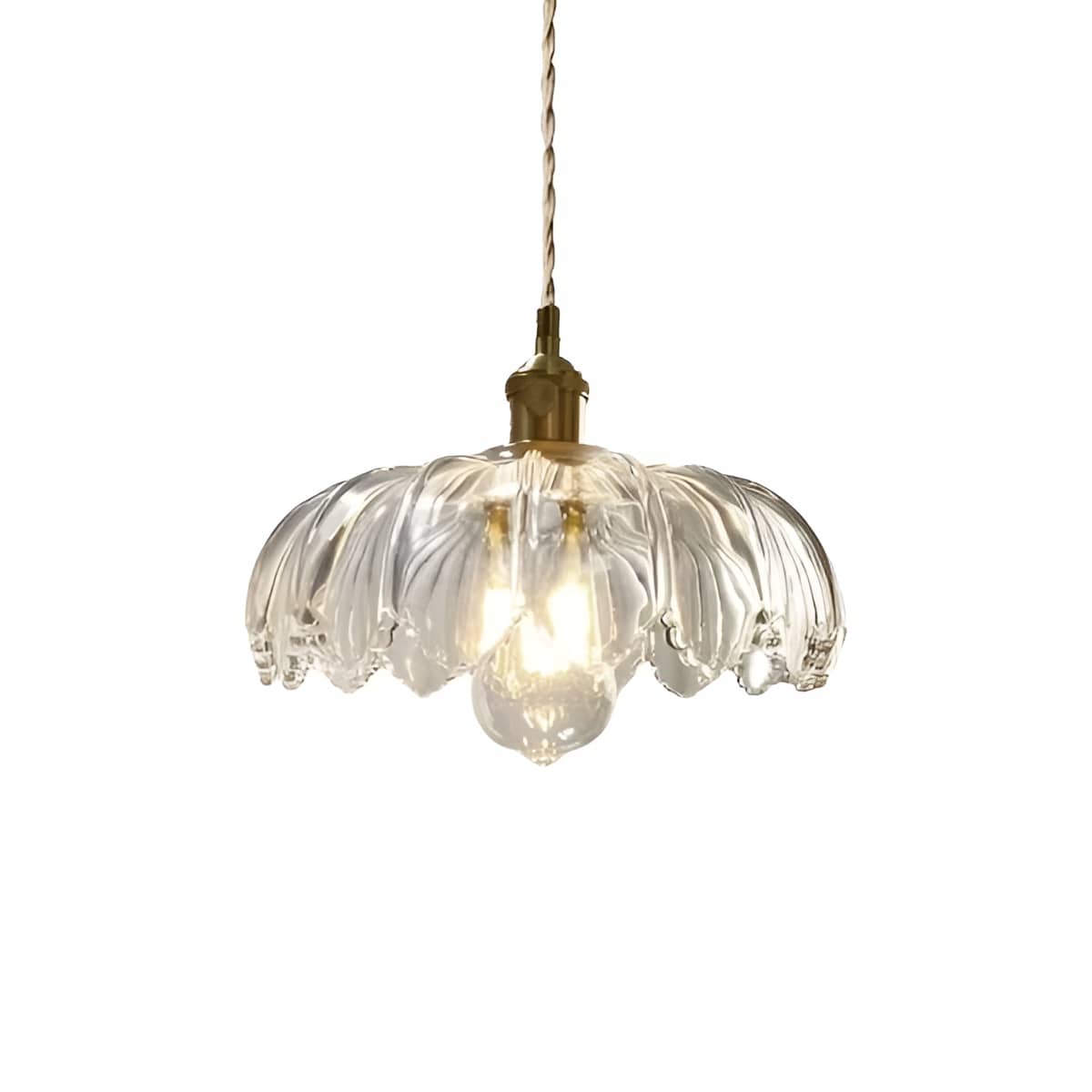 Art Nouveau Lotus Colored Glass Pendant Light-Lighting > Chandeliers & Pendant Lights-casanuva-Clear-casanuva