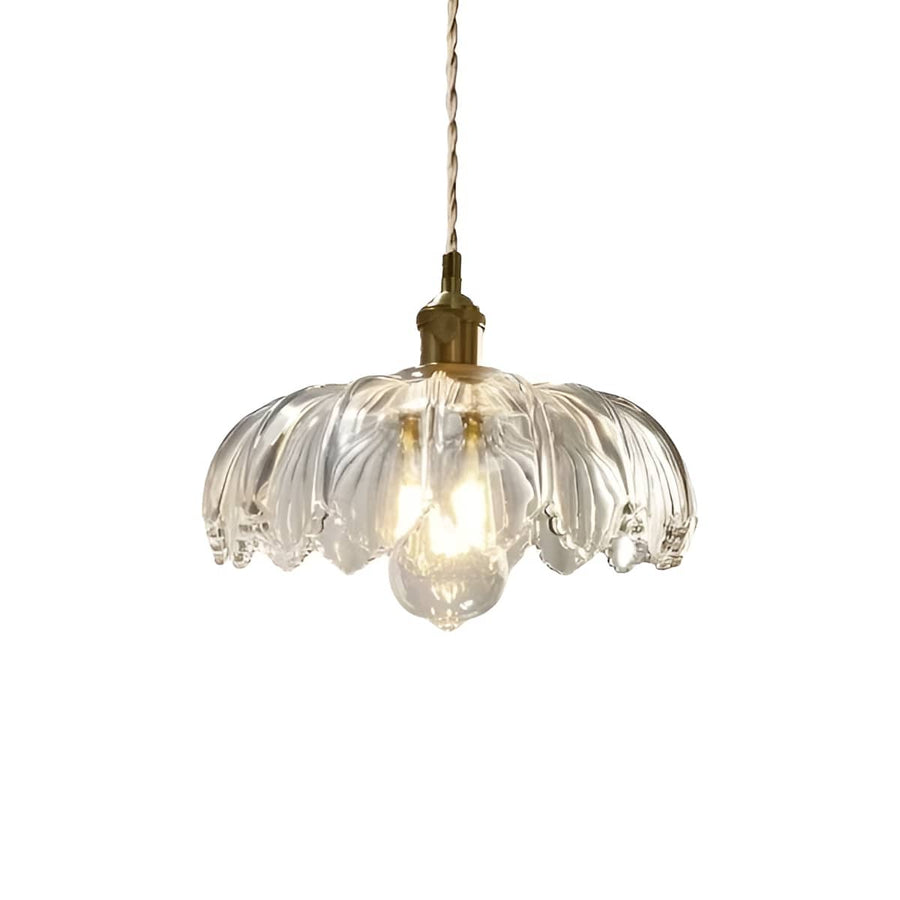 Art Nouveau Lotus Colored Glass Pendant Light-Lighting > Chandeliers & Pendant Lights-casanuva-Clear-casanuva