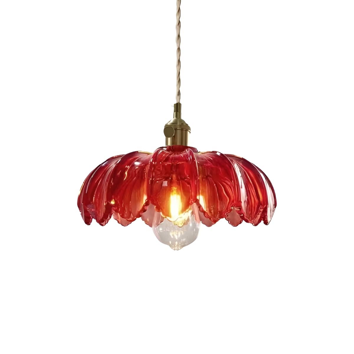 Art Nouveau Lotus Colored Glass Pendant Light-Lighting > Chandeliers & Pendant Lights-casanuva-Red-casanuva