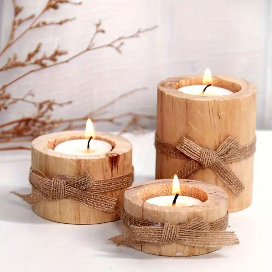Bamboo Candle Holders Set of 3-Home Decor > Candle Holders-casanuva-casanuva