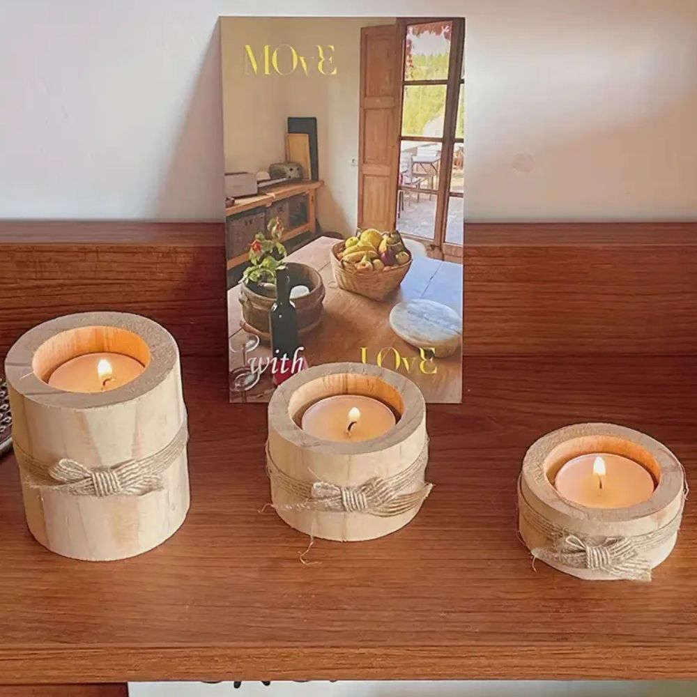 Bamboo Candle Holders Set of 3-Home Decor > Candle Holders-casanuva-casanuva