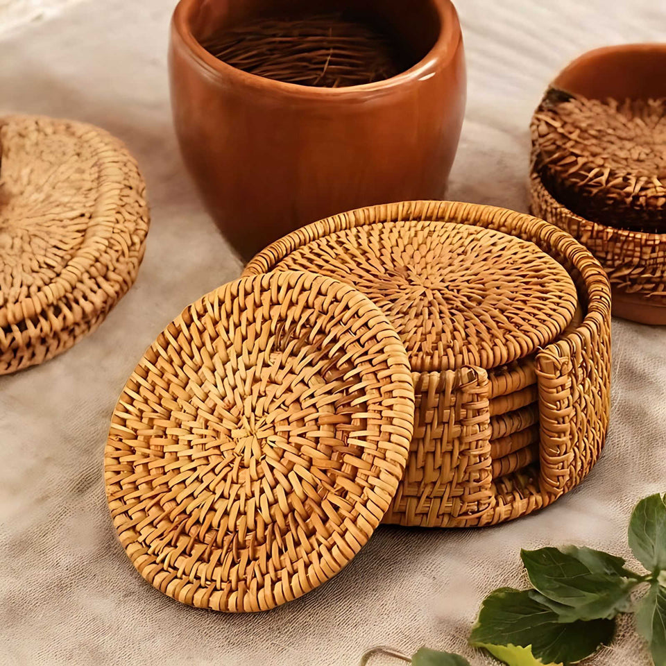 Bamboo Coasters Natural Style for Elegant Table Settings-Kitchen & Dining > Tableware-casanuva-casanuva