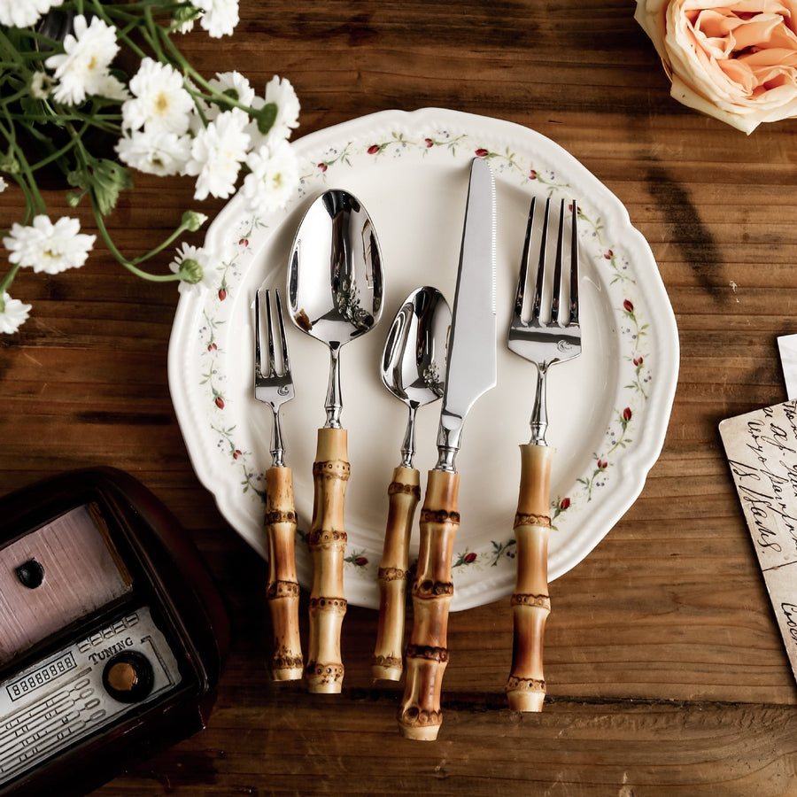 Bamboo Cutlery Set with Natural Accents for Sustainable Dining-Kitchen & Dining > Cutlery-casanuva-30-Piece Set-casanuva