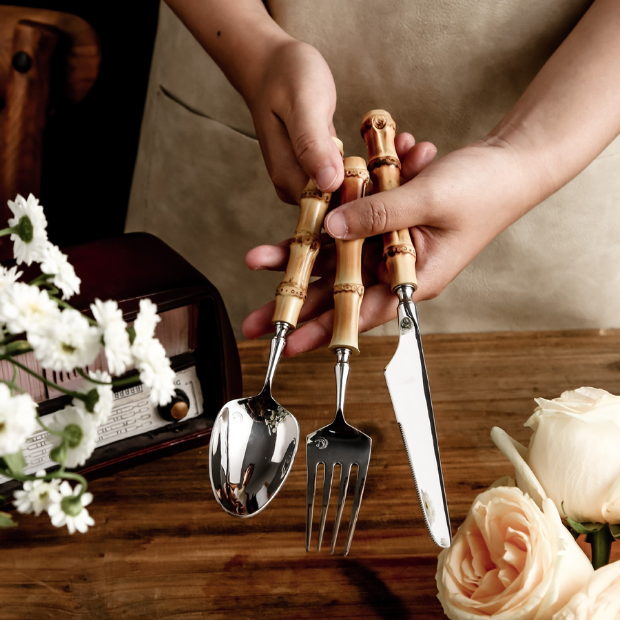 Bamboo Cutlery Set with Natural Accents for Sustainable Dining-Kitchen & Dining > Cutlery-casanuva-casanuva