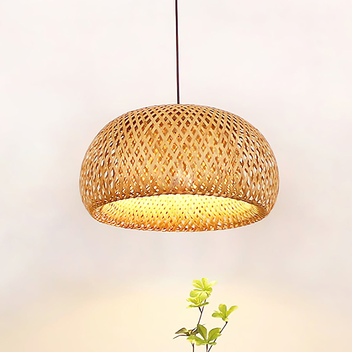 Bamboo Pendant Lamp with Braided Design-Lighting > Pendant Lights-casanuva-casanuva
