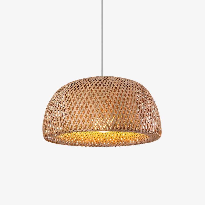 Bamboo Pendant Lamp with Braided Design-Lighting > Pendant Lights-casanuva-30cmx17cm-Natural material color-casanuva