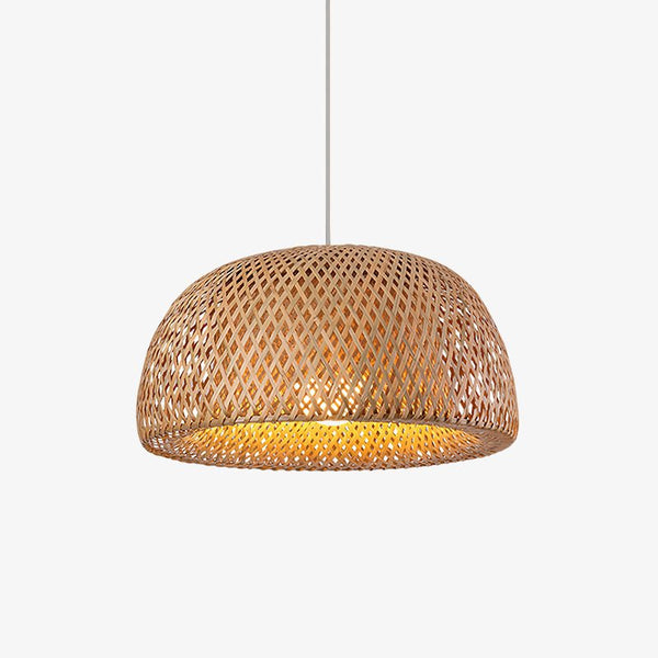 Bamboo Pendant Lamp with Braided Design-Lighting > Pendant Lights-casanuva-30cmx17cm-Natural material color-casanuva