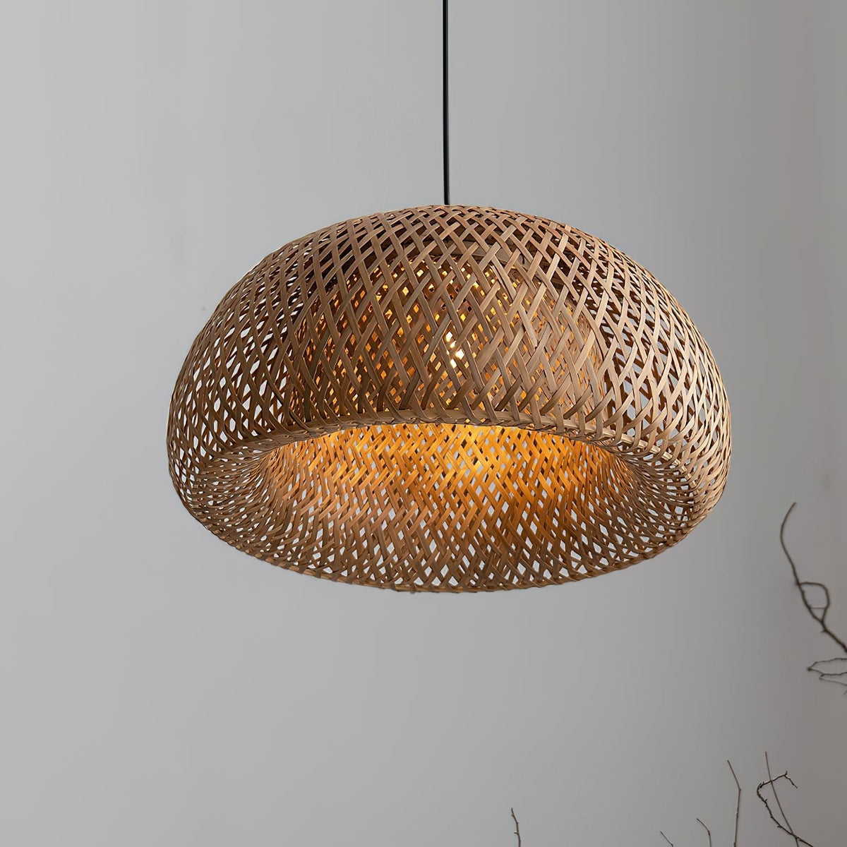 Bamboo Pendant Lamp with Braided Design-Lighting > Pendant Lights-casanuva-casanuva