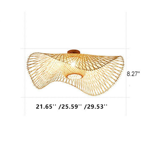 Bamboo Weaving Japanese Flush Mount Light 1-Light Fixture-Lighting > Ceiling Lights-casanuva-casanuva