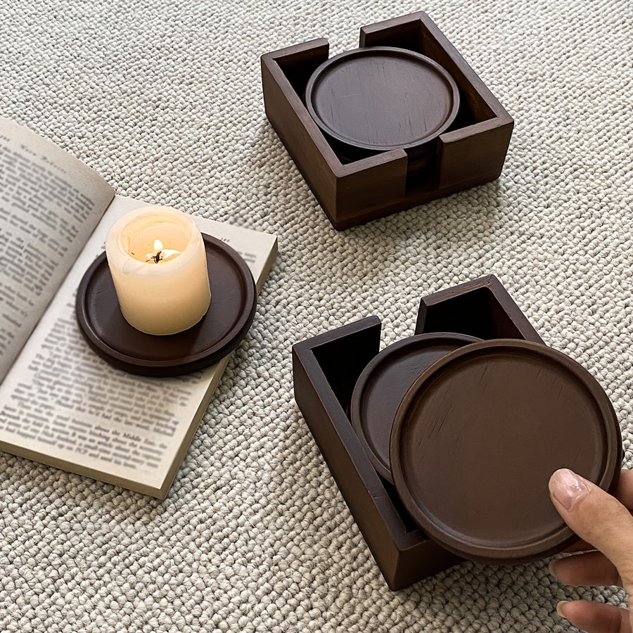 Bamboo Wood Heat-Resistant Coasters Set-Kitchen & Dining > Coasters-casanuva-casanuva