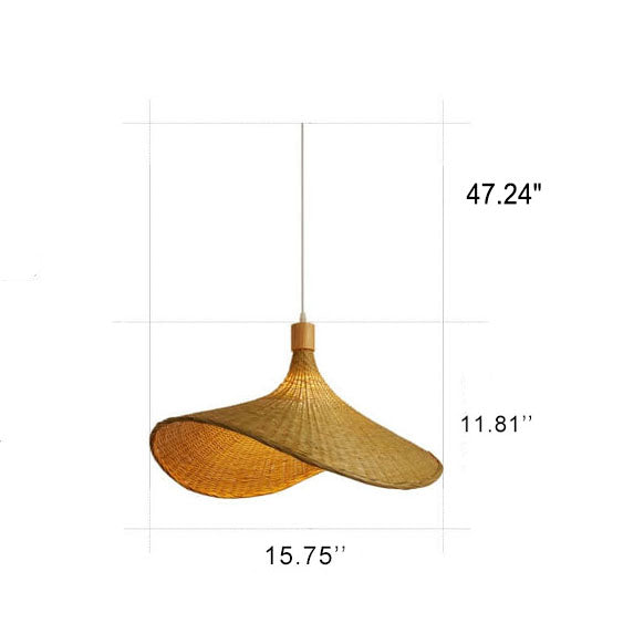 Bamboo Woven Pendant Light with Straw Hat Design-Lighting > Pendant Lights-casanuva-casanuva