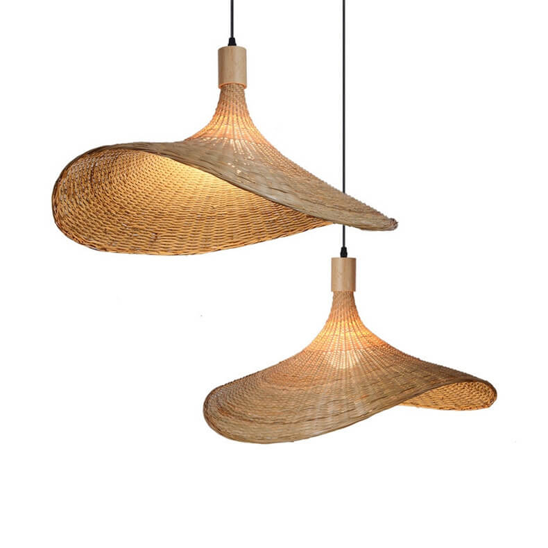 Bamboo Woven Pendant Light with Straw Hat Design-Lighting > Pendant Lights-casanuva-casanuva