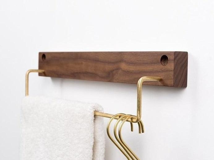 Beech Wood Towel Rack with Brass Accents-Bedding & Bath > Bathroom Accessories-casanuva-casanuva