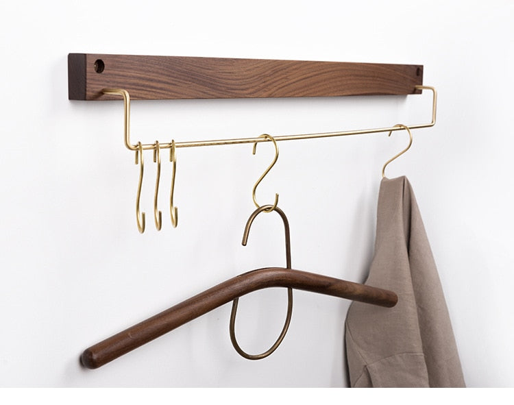 Beech Wood Towel Rack with Brass Accents-Bedding & Bath > Bathroom Accessories-casanuva-Black Walnut Large-casanuva