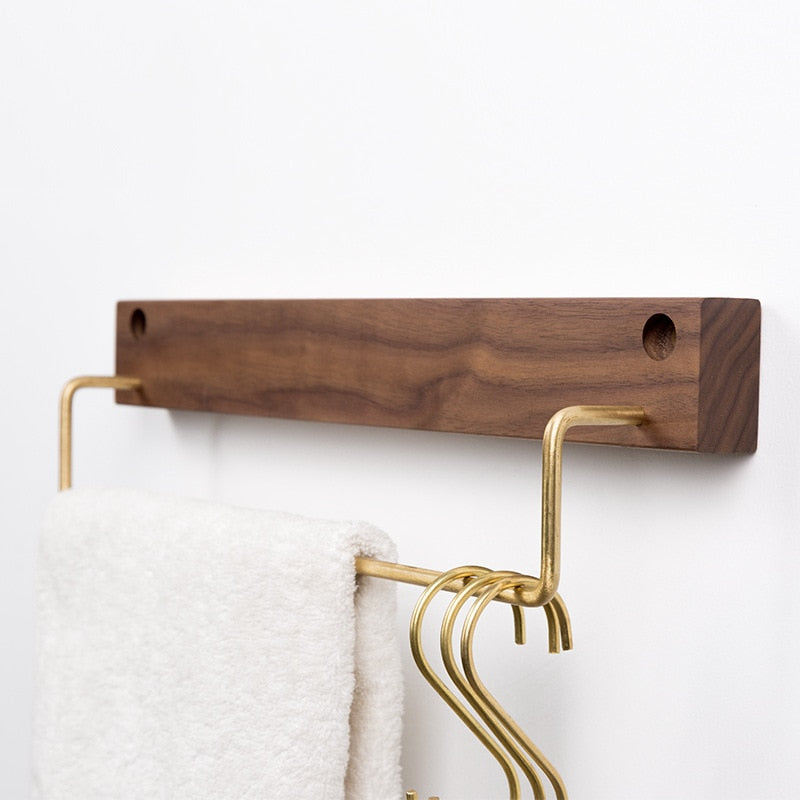 Beech Wood Towel Rack with Brass Accents-Bedding & Bath > Bathroom Accessories-casanuva-Black Walnut Small-casanuva