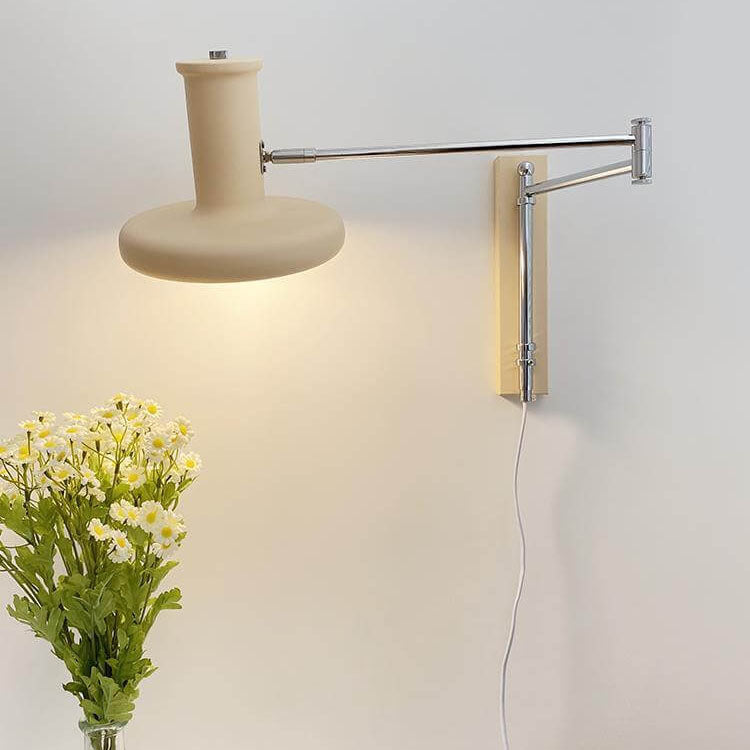 Beige Swing Arm Wall Sconce Lamp 1-Light Nordic Minimalist Design-Lighting > Wall Lights-casanuva-casanuva