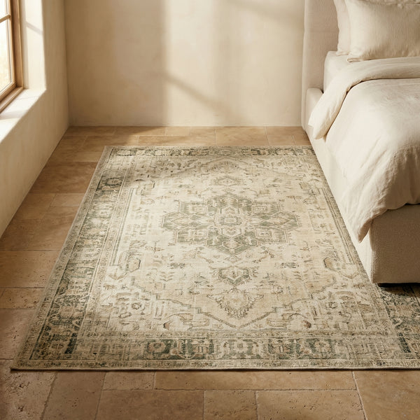 Beige Vintage Area Rug for Living Room in Maintenance-Friendly Fabric-Rugs & Mats > Area Rugs-casanuva-casanuva