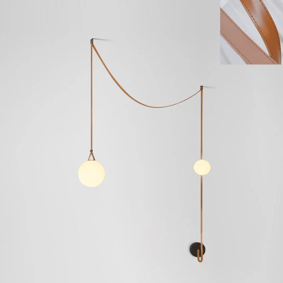 Belt Pendant Light Art Design-Lighting > Pendant Lights-casanuva-2 Heads 203cmx280cm-Version B Orange Leather-casanuva