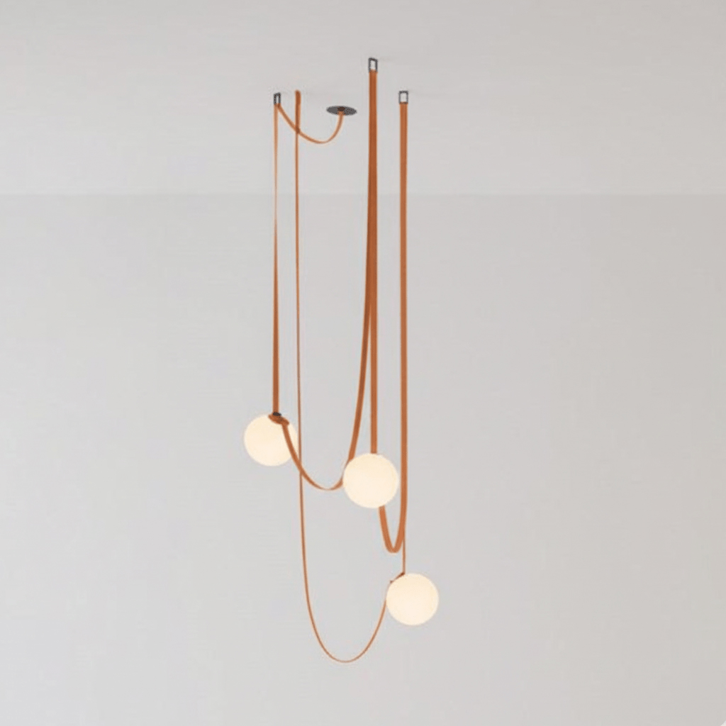 Belt Pendant Light Art Design-Lighting > Pendant Lights-casanuva-3 heads 80cmx120cm-Version B Orange Leather-casanuva