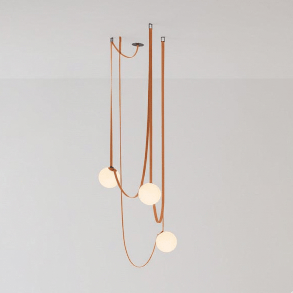 Belt Pendant Light Art Design-Lighting > Pendant Lights-casanuva-3 heads 80cmx120cm-Version B Orange Leather-casanuva