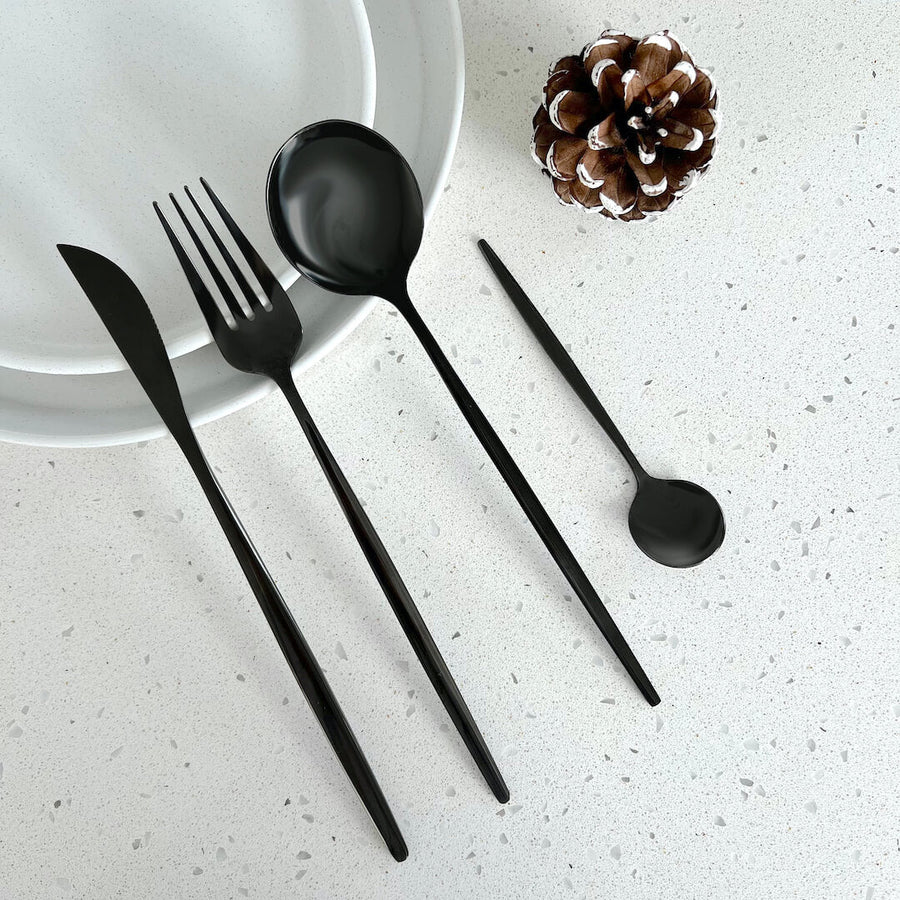 Black Flatware Set 24 Pieces-Kitchen & Dining > Cutlery-casanuva-casanuva