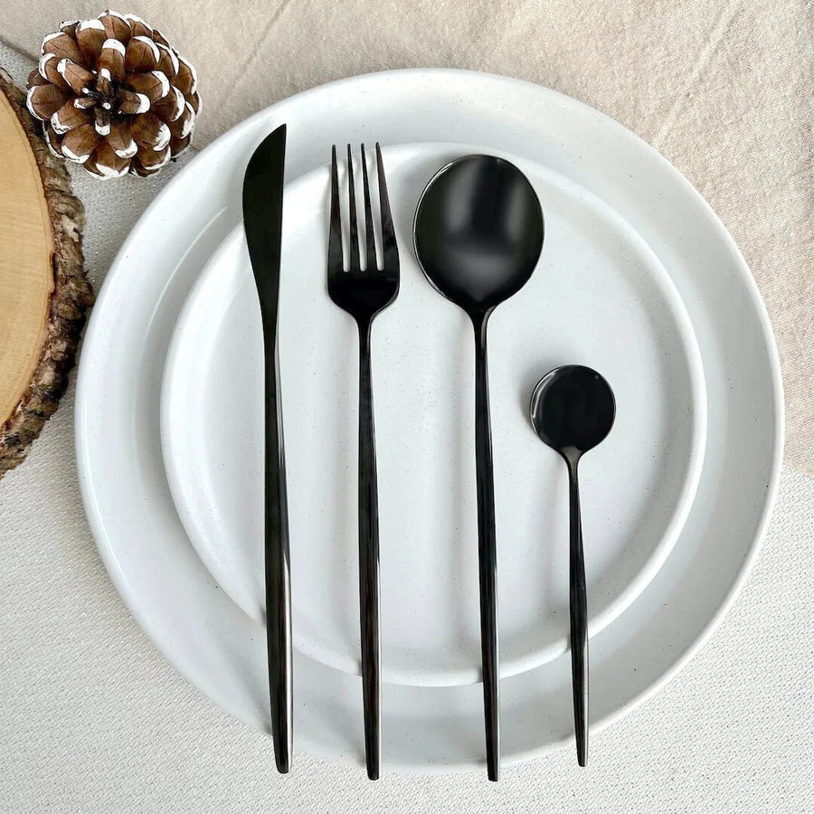 Black Flatware Set 24 Pieces-Kitchen & Dining > Cutlery-casanuva-casanuva