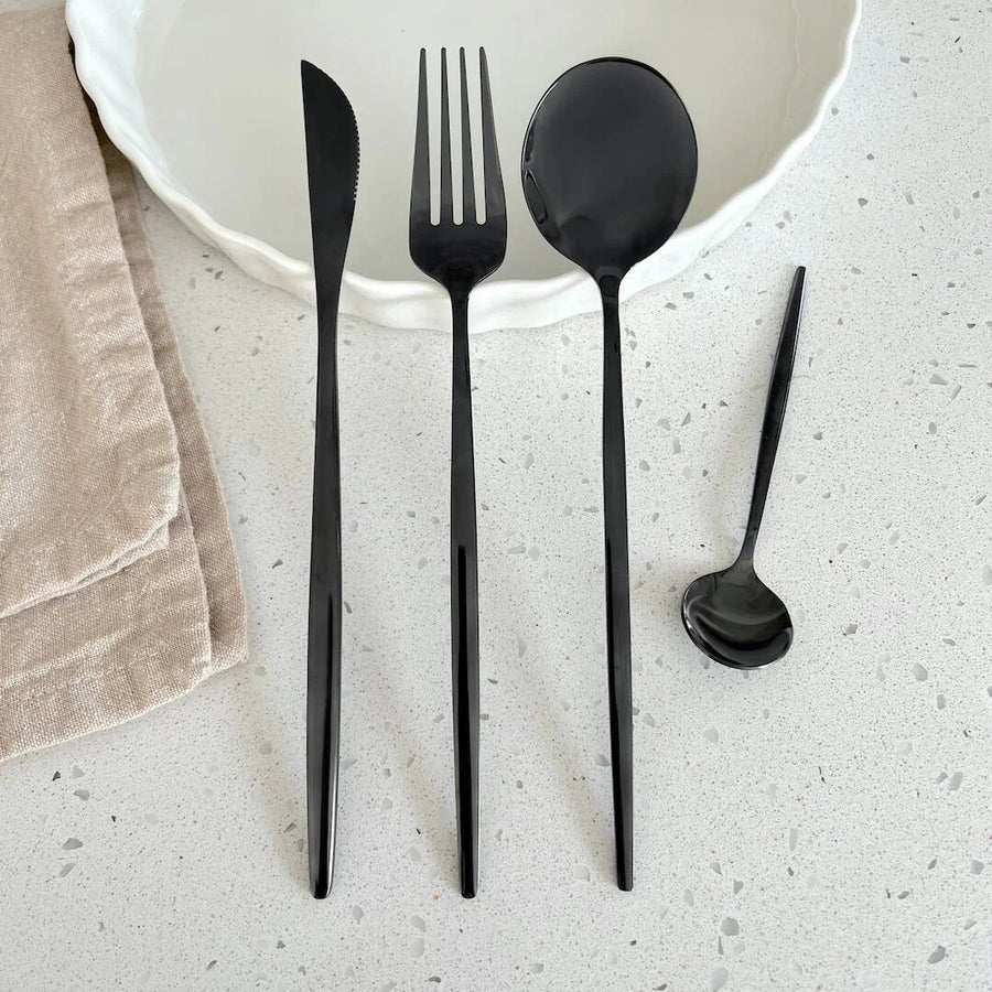 Black Flatware Set 24 Pieces-Kitchen & Dining > Cutlery-casanuva-casanuva