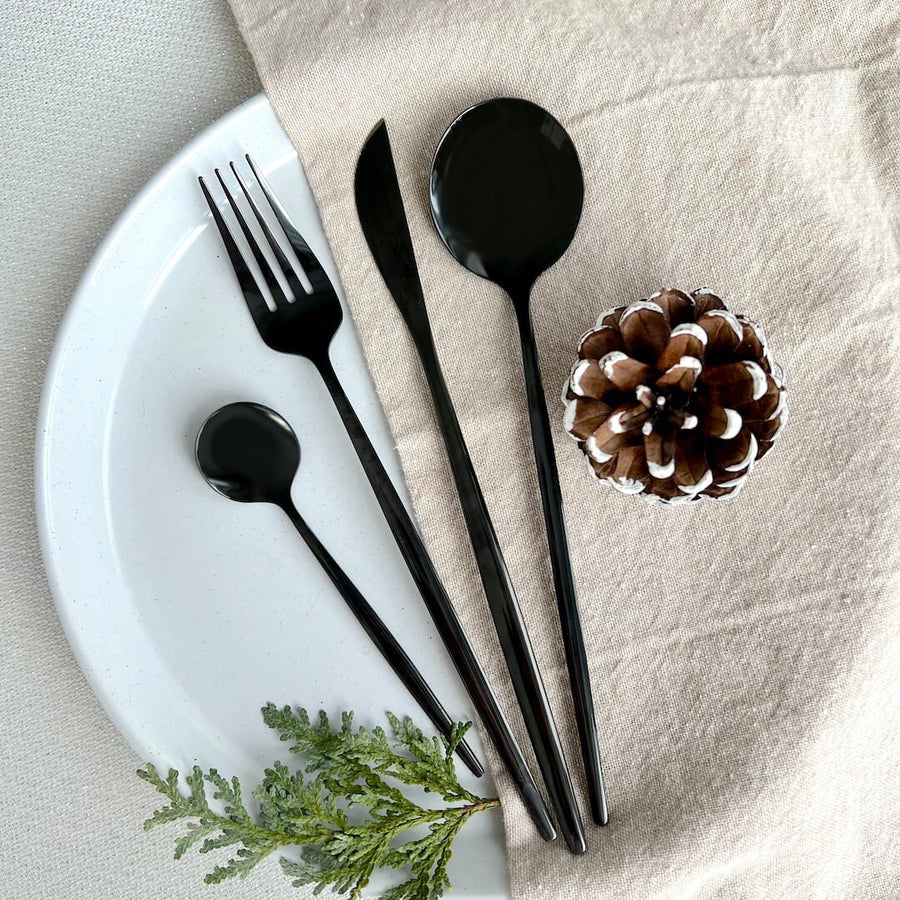 Black Flatware Set 24 Pieces-Kitchen & Dining > Cutlery-casanuva-casanuva