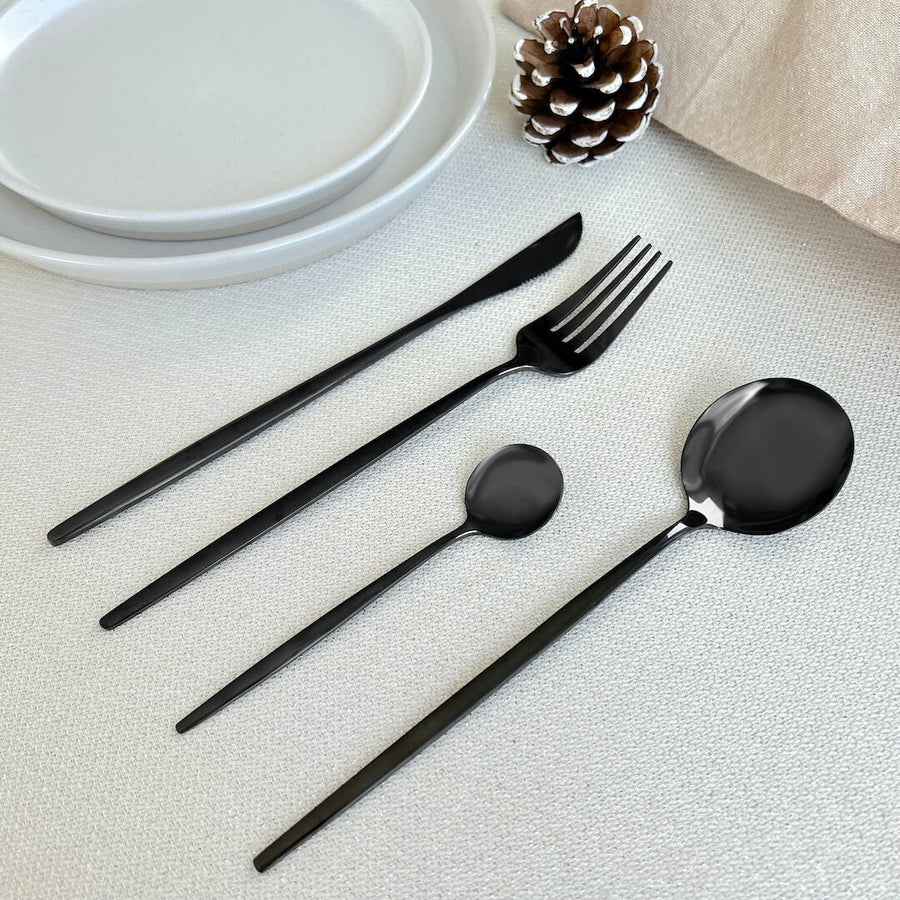 Black Flatware Set 24 Pieces-Kitchen & Dining > Cutlery-casanuva-casanuva