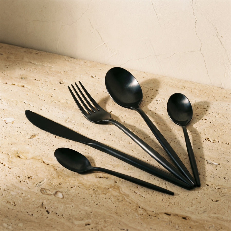 Black Flatware Set 24 Pieces-Kitchen & Dining > Cutlery-casanuva-casanuva