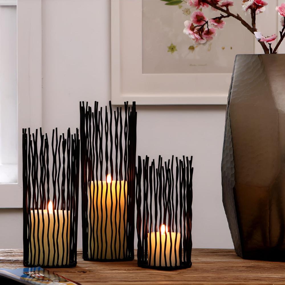 Black Iron Desk Candle Holder-Home Decor > Candle Holders-casanuva-casanuva