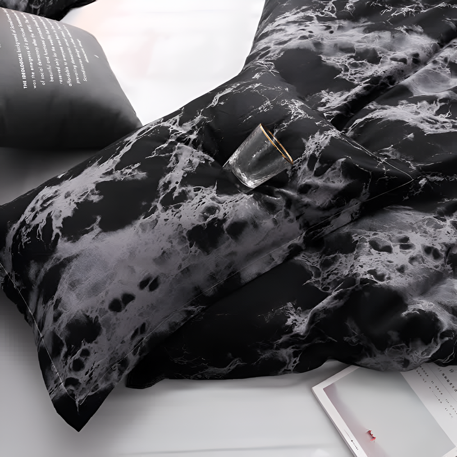 Black Marble Duvet Cover Set 3 Piece-Bedding & Bath > Bedding Sets-casanuva-casanuva