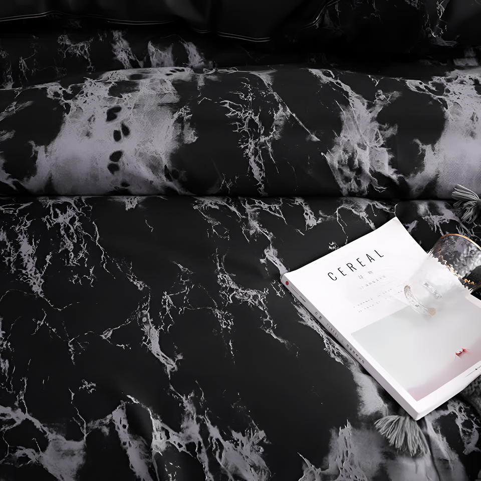 Black Marble Duvet Cover Set 3 Piece-Bedding & Bath > Bedding Sets-casanuva-casanuva