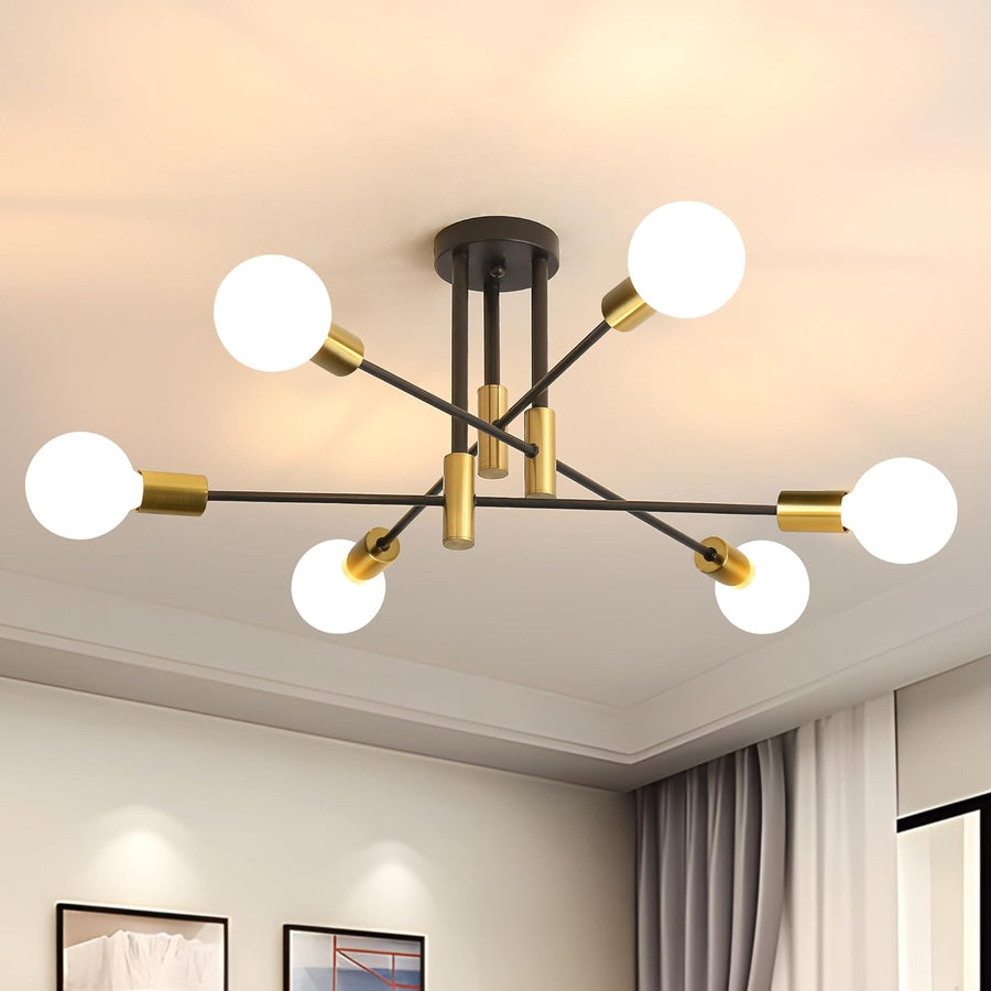 Black Nordic Ceiling Light-Lighting > Ceiling Lights-casanuva-Black & Gold-D83*33CM-6LIGHTS-casanuva