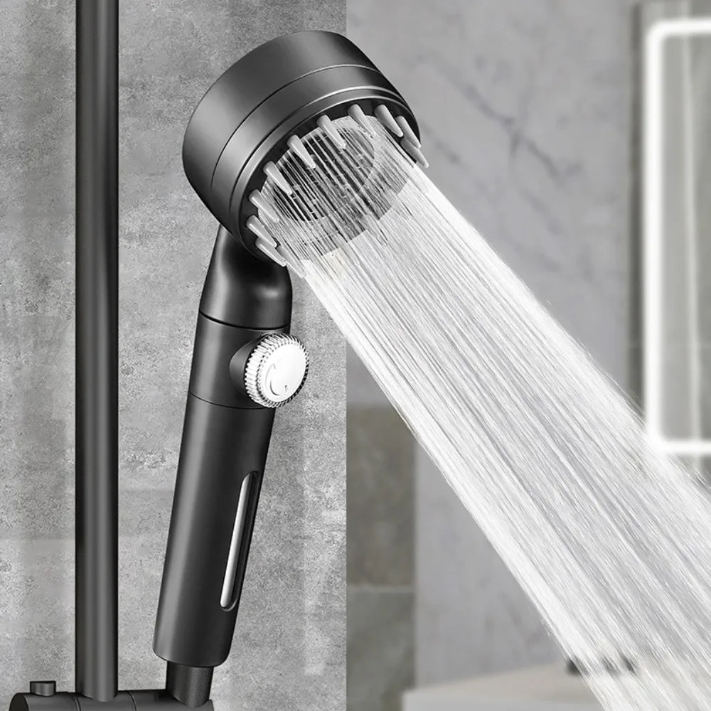 Black Shower Head ABS Plastic with Enhanced Comfort Features-Bedding & Bath > Bathroom Accessories-casanuva-casanuva