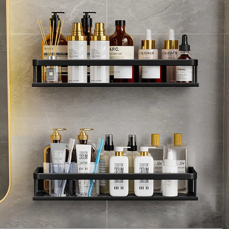 Black Shower Shelf Space-Saving Design-Bedding & Bath > Bathroom Accessories-casanuva-casanuva