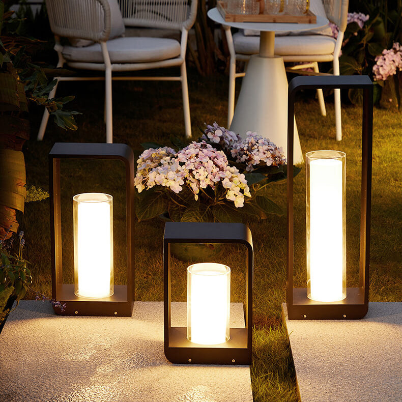 Black Solar Outdoor Lantern with Frosted Glass-Lighting > Outdoor Lighting-casanuva-casanuva
