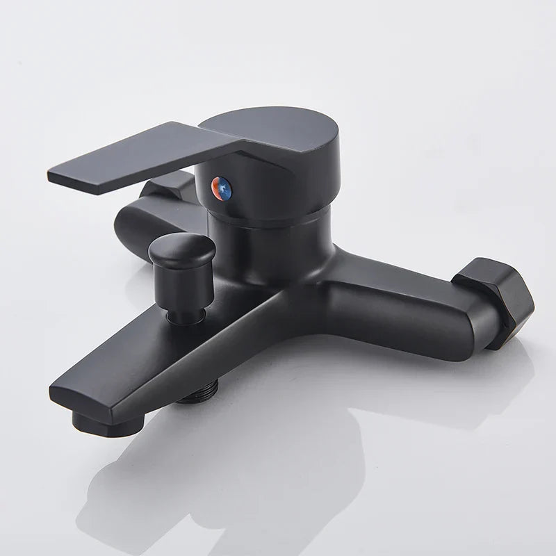 Black Wall Faucet with Hand Shower and Mixer-Bedding & Bath > Bathroom Accessories-casanuva-casanuva