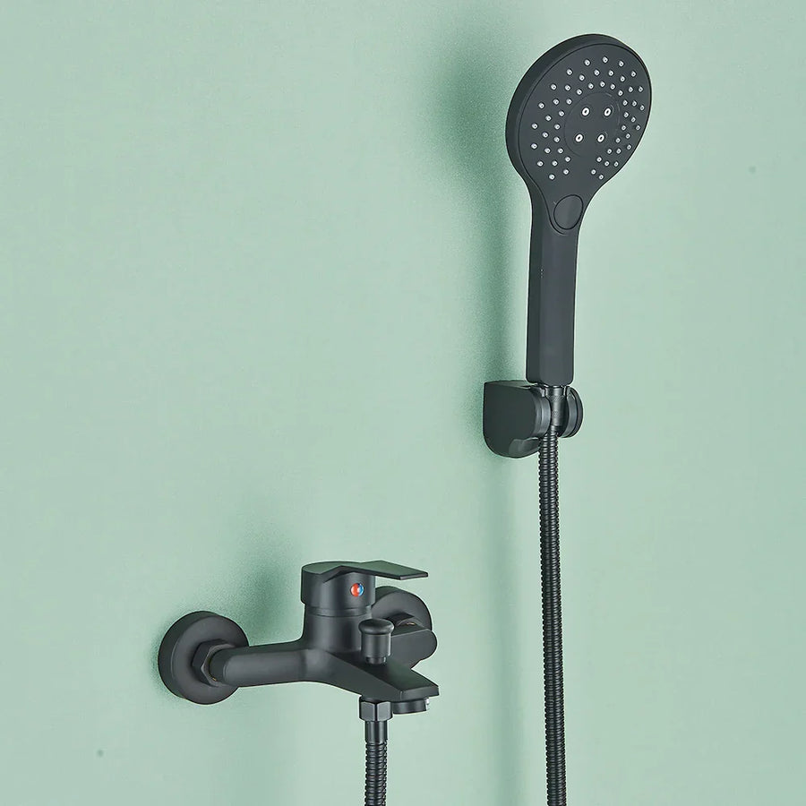 Black Wall Faucet with Hand Shower and Mixer-Bedding & Bath > Bathroom Accessories-casanuva-Black - Complete set A-casanuva