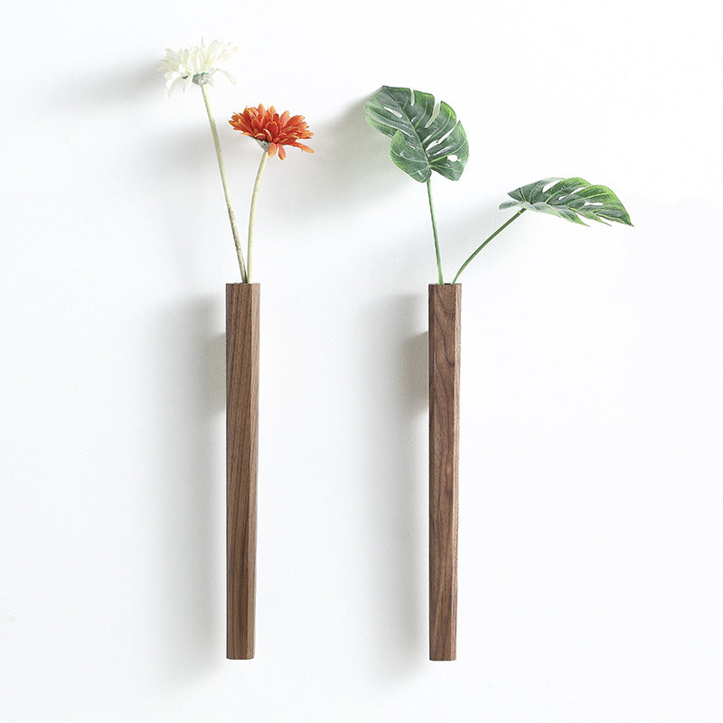 Black Wall Vase Wooden Plant Display-Home Decor > Vases-casanuva-Black Walnut-casanuva