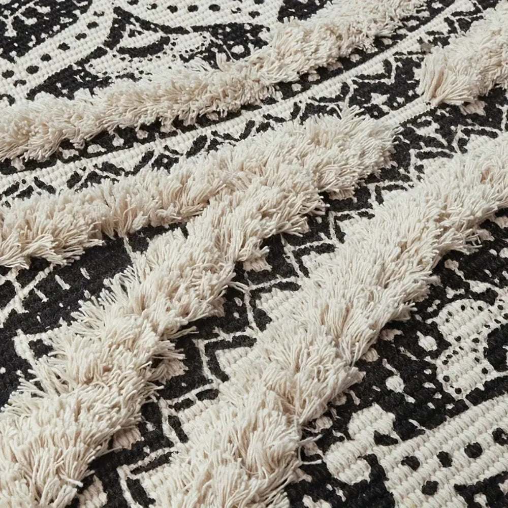 Bohemian Black and Cream Runner Mat-Kitchen & Dining > Kitchen Mats-casanuva-casanuva