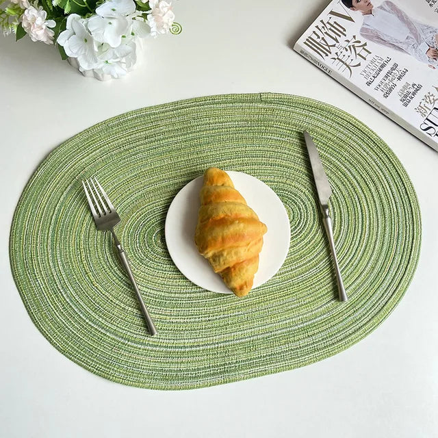 Boho Placemat Set Handmade Woven Table Mats Sustainable Dining Decor-Kitchen & Dining > Placemats-casanuva-Green-4 stuks 35x50cm-casanuva
