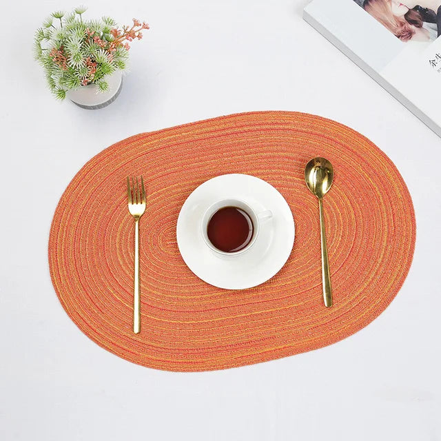 Boho Placemat Set Handmade Woven Table Mats Sustainable Dining Decor-Kitchen & Dining > Placemats-casanuva-Orange-4 stuks 35x50cm-casanuva