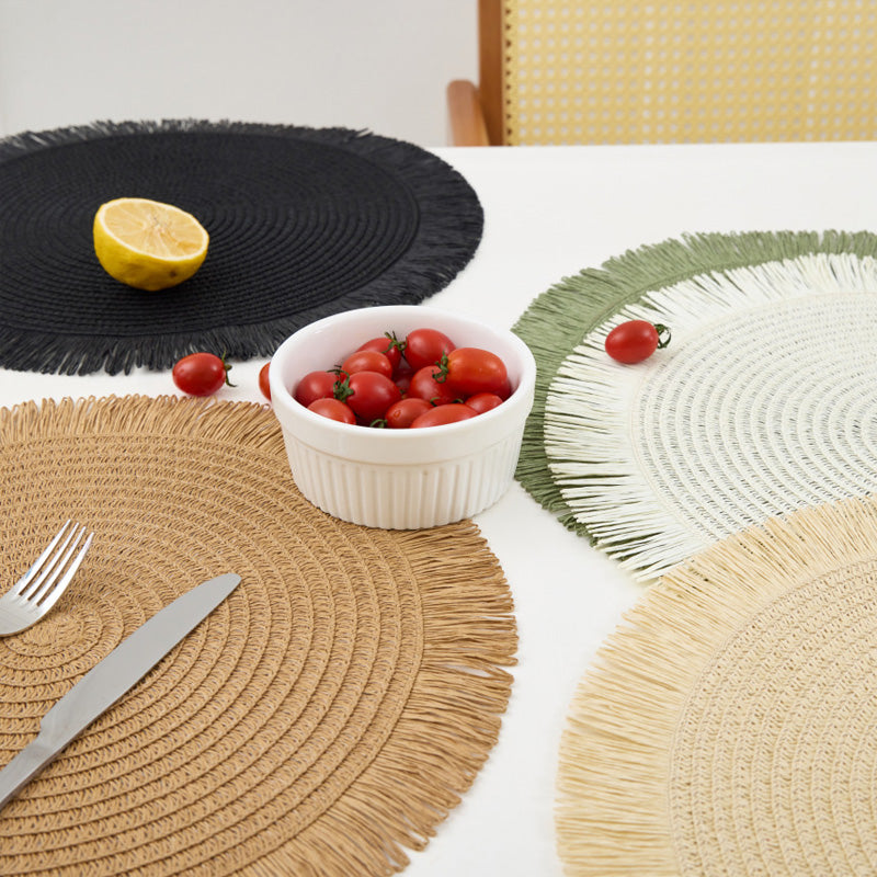 Boho Round Woven Placemats Linen Braided Heat Resistant Table Mats-Kitchen & Dining > Placemats-casanuva-casanuva