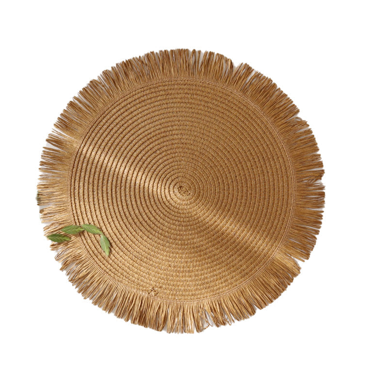 Boho Round Woven Placemats Linen Braided Heat Resistant Table Mats-Kitchen & Dining > Placemats-casanuva-Brown-4 stuks-casanuva