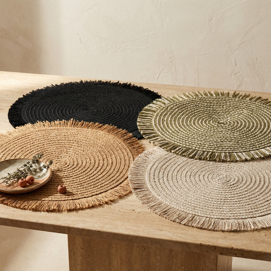 Boho Round Woven Placemats Linen Braided Heat Resistant Table Mats-Kitchen & Dining > Placemats-casanuva-casanuva