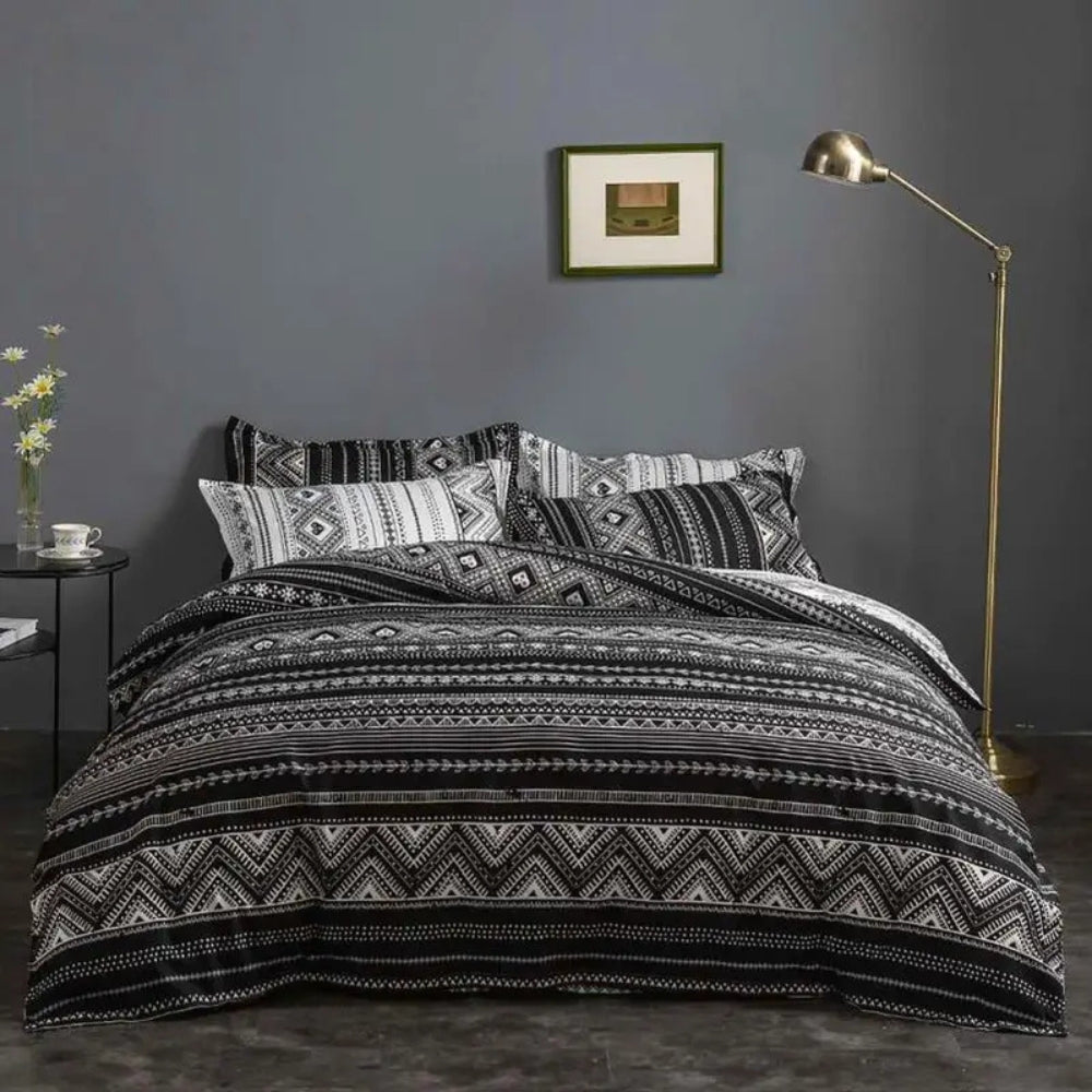 Boho Style Bedding Set Modern Design-Bedding & Bath > Bedding Sets-casanuva-Geo Charcoal-Twin-casanuva