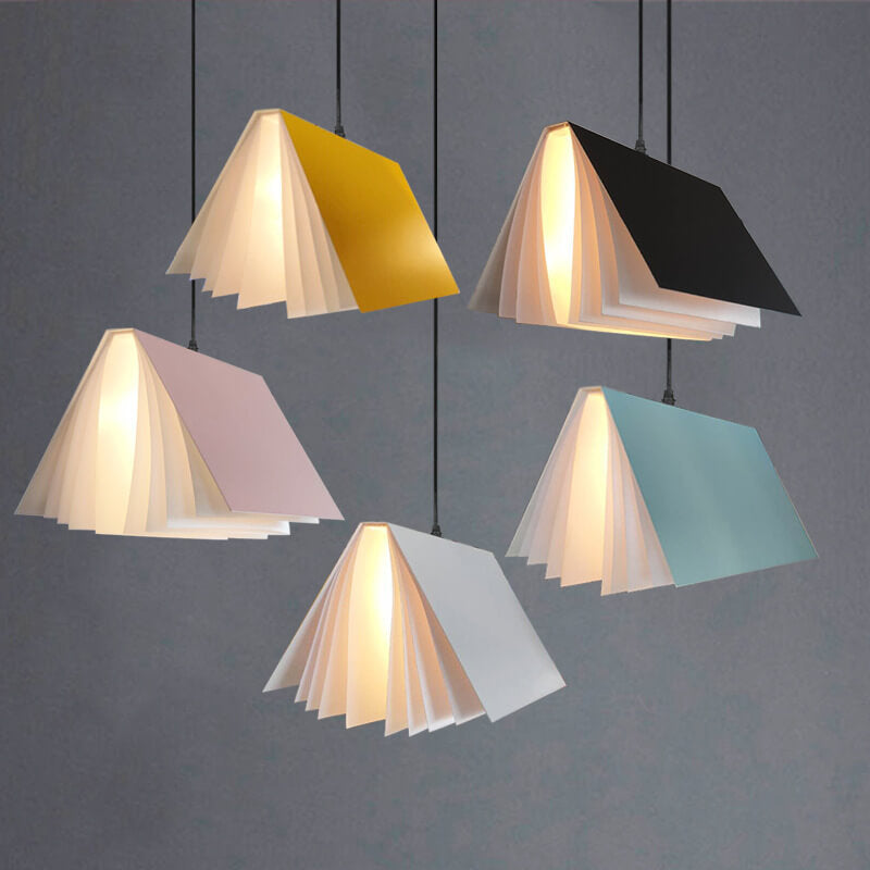 Book Shade Pendant Light 1-Light Metal PVC Design-Lighting > Pendant Lights-casanuva-Blue-100V-120V-casanuva