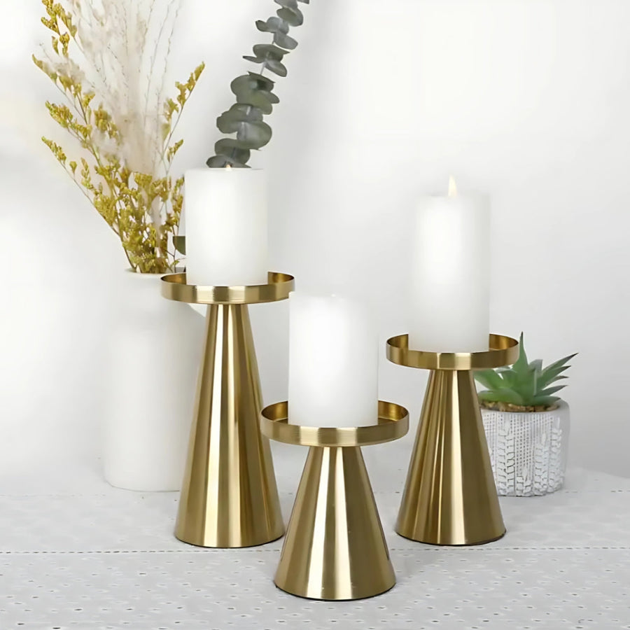 Brass Candle Holders Set of 3-Home Decor > Candle Holders-casanuva-casanuva