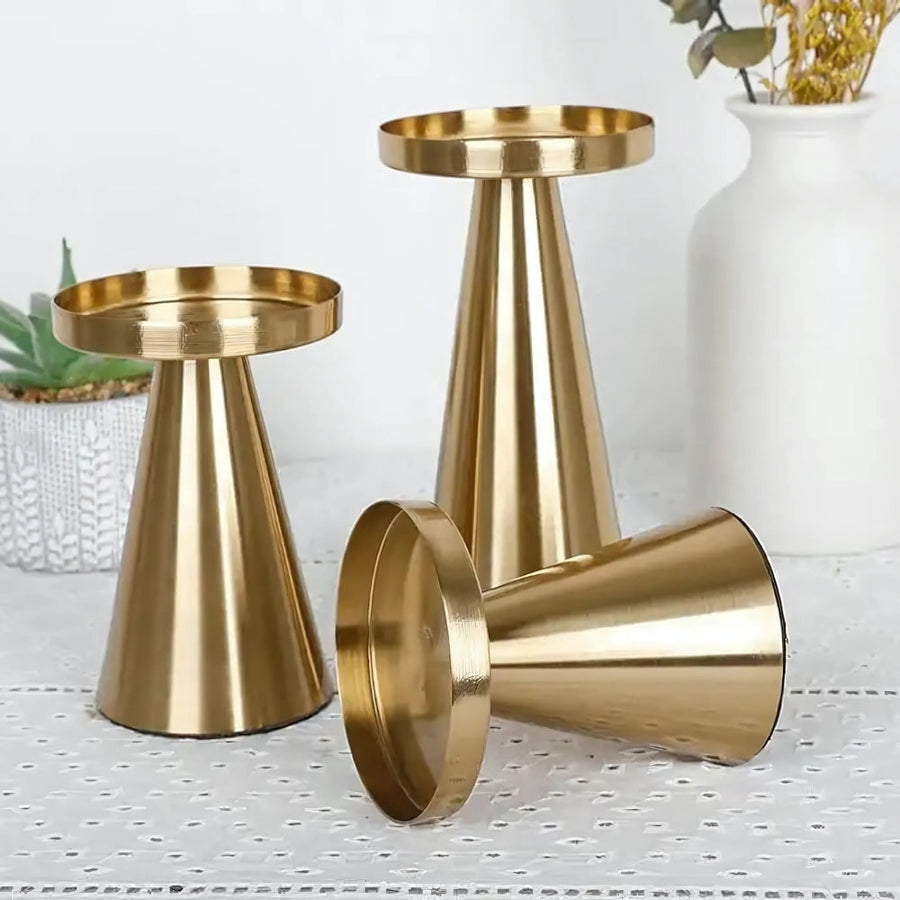 Brass Candle Holders Set of 3-Home Decor > Candle Holders-casanuva-casanuva